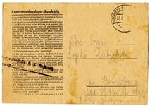 WWII Letter From a Prisoner at the Auschwitz Concentration Camp From 1943 -- With Auschwitz Censor Stamp and Postmark